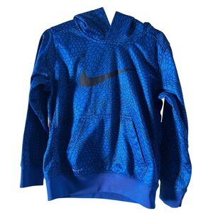 Nike Blue Kids' Hooded Dri-FIT Pullover with Black Printed